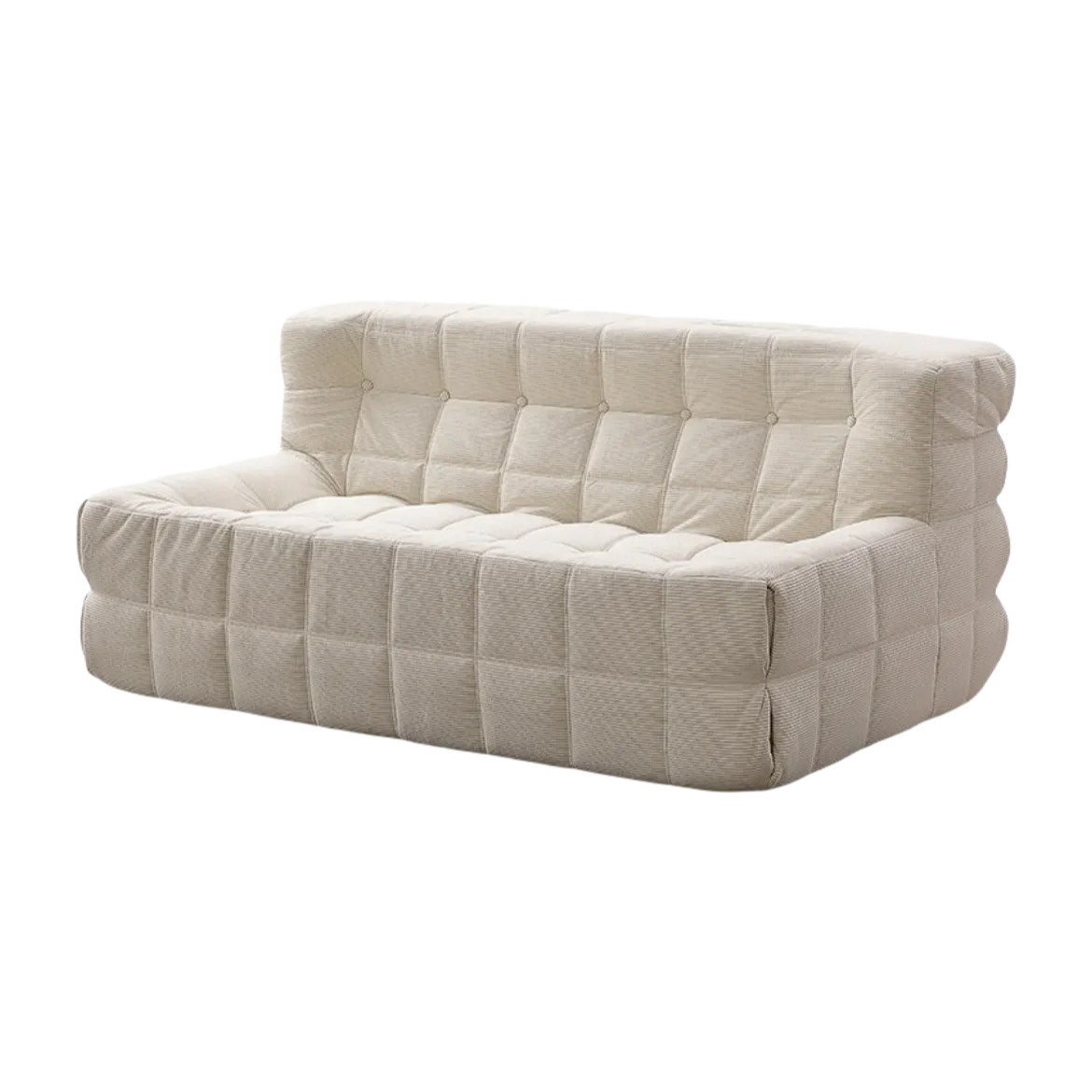 Retro-style waffle-shaped lazy sofa for a simple square living room balcony, cream-colored retro-style net single recliner.