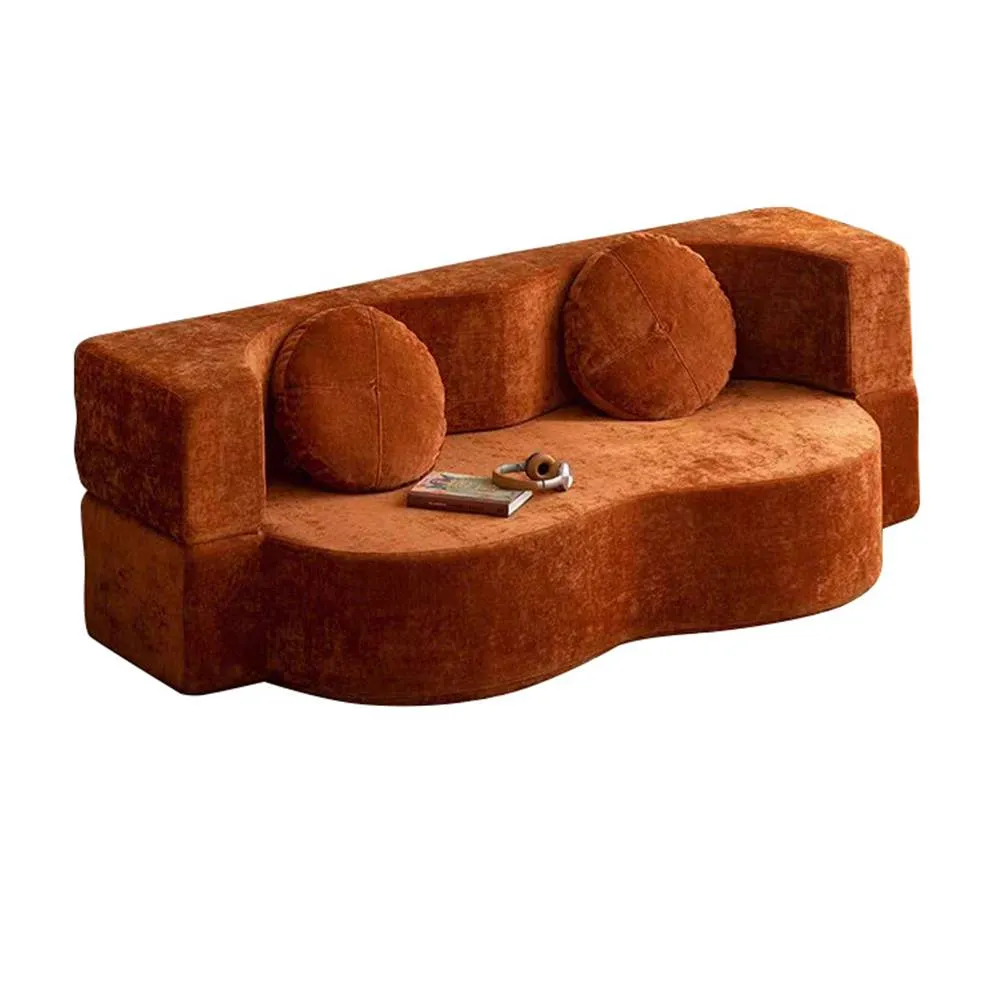 French Retro Creamy Corduroy Fabric Modular L-Shaped Sofa